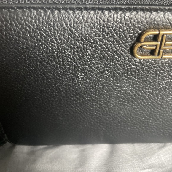 BALENCIAGA Woman's Long Double B Wallet Black Leather Free Shipping - Picture 8 of 9